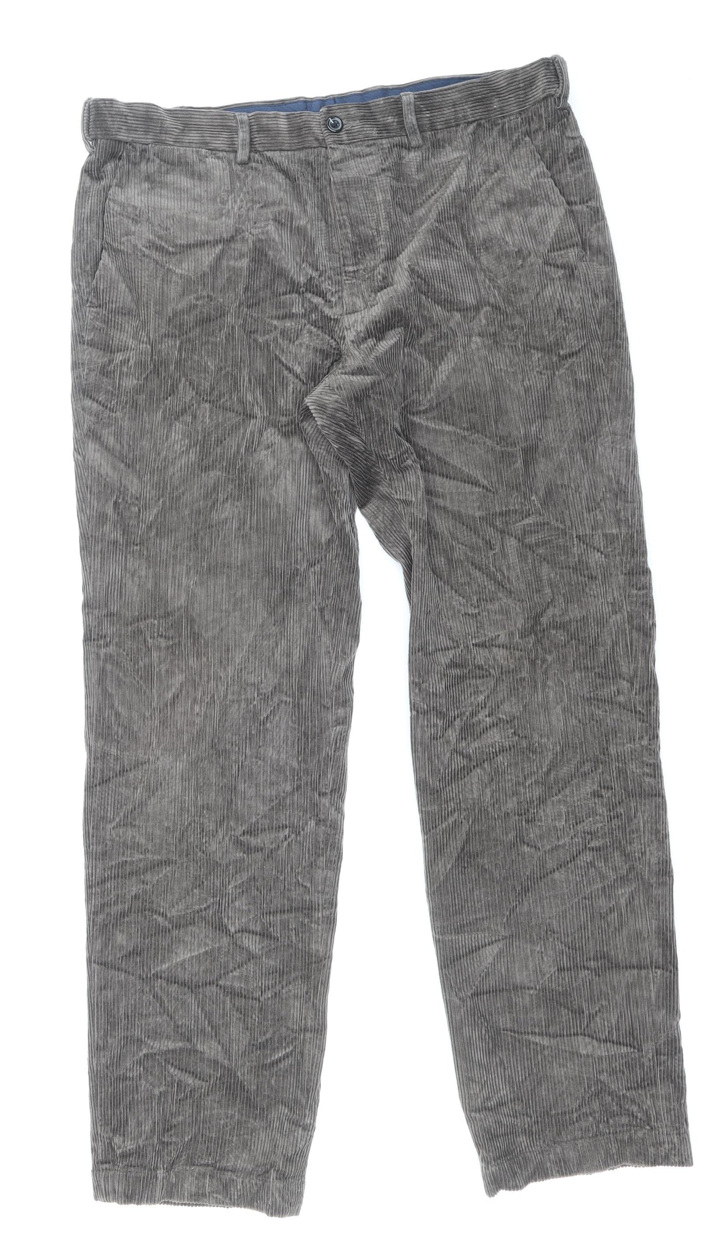 Marks and Spencer Mens Beige Cotton Trousers Size 38 in Regular Zip