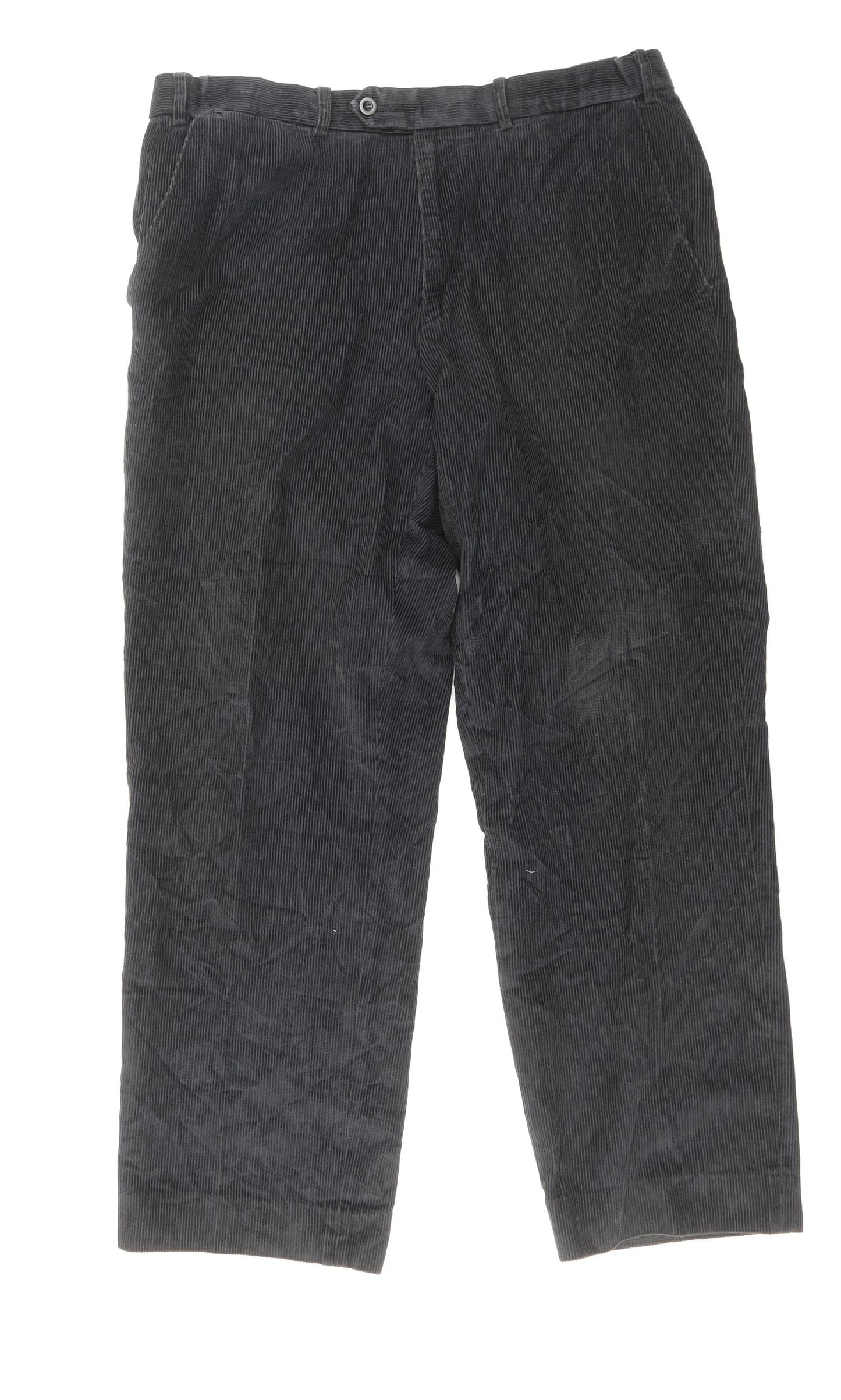 Marks and Spencer Mens Blue Cotton Trousers Size 34 in Regular Zip