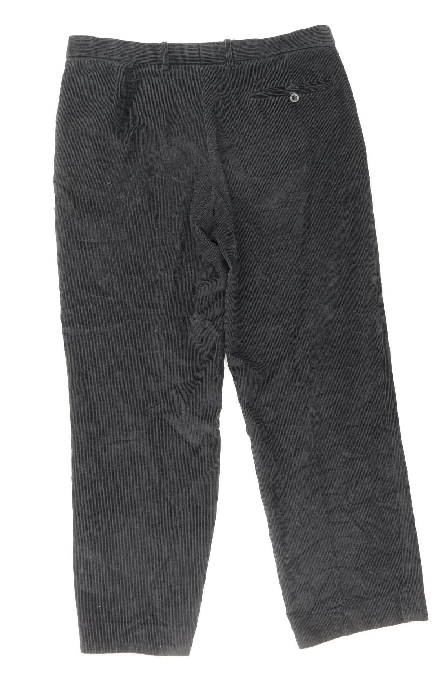 Marks and Spencer Mens Blue Cotton Trousers Size 34 in Regular Zip