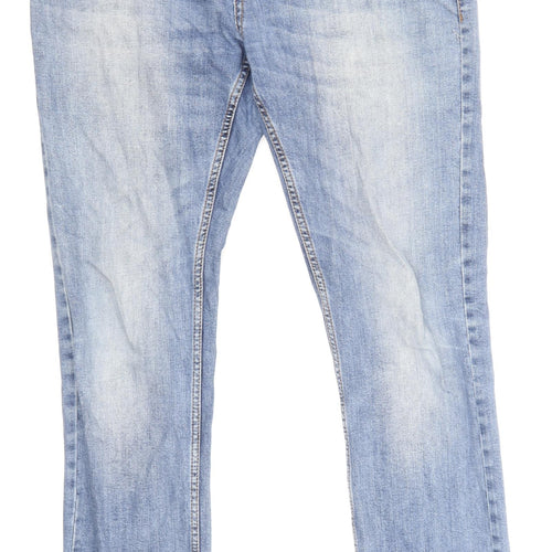 Tom Tompson Mens Blue Cotton Straight Jeans Size 32 in Slim Zip
