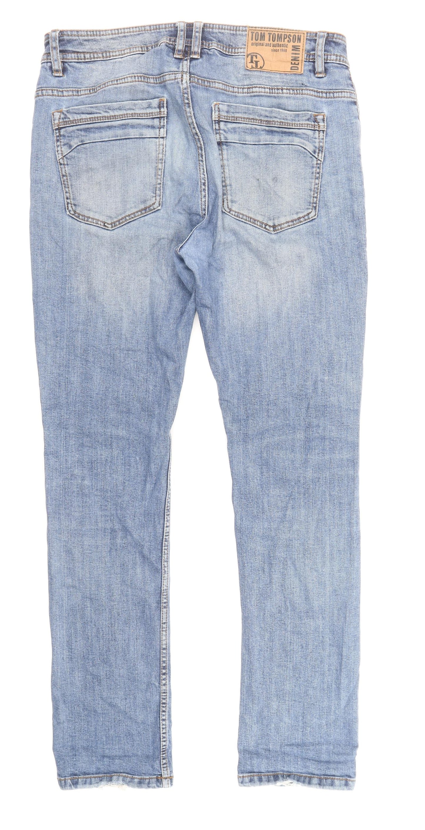 Tom Tompson Mens Blue Cotton Straight Jeans Size 32 in Slim Zip