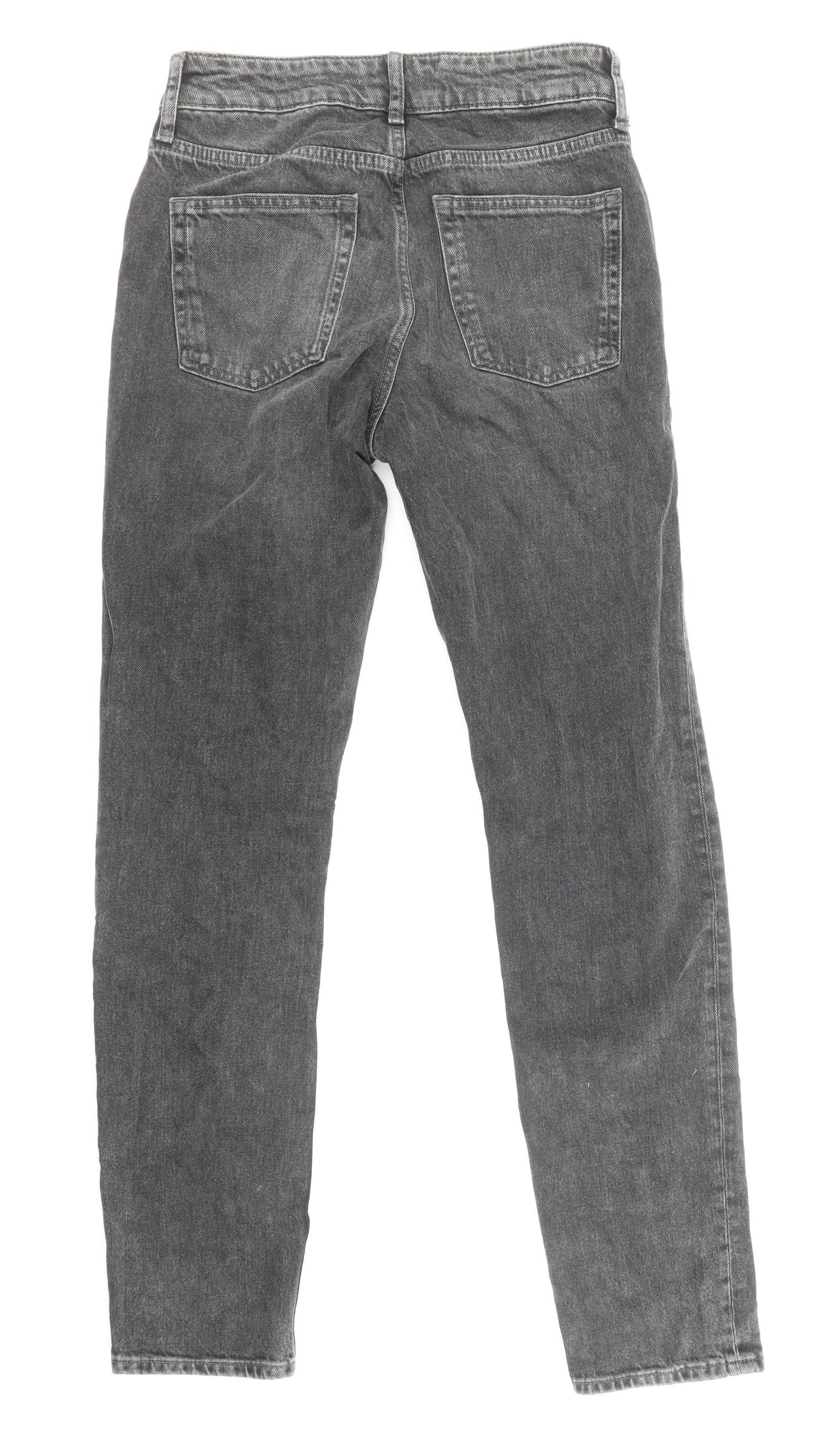 Zara Womens Grey Cotton Straight Jeans Size 6 Regular Zip