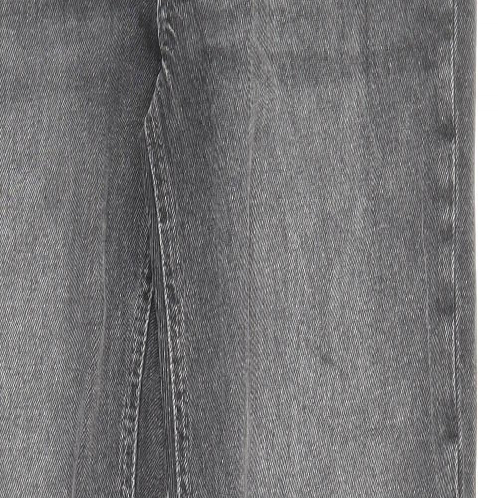 Zara Womens Grey Cotton Straight Jeans Size 6 Regular Zip