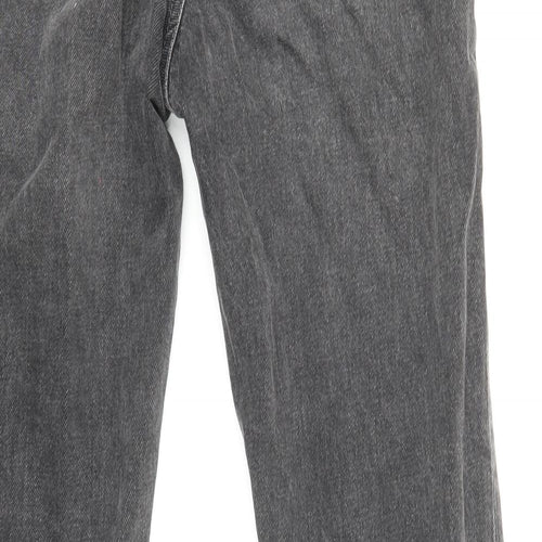 Zara Womens Grey Cotton Straight Jeans Size 6 Regular Zip