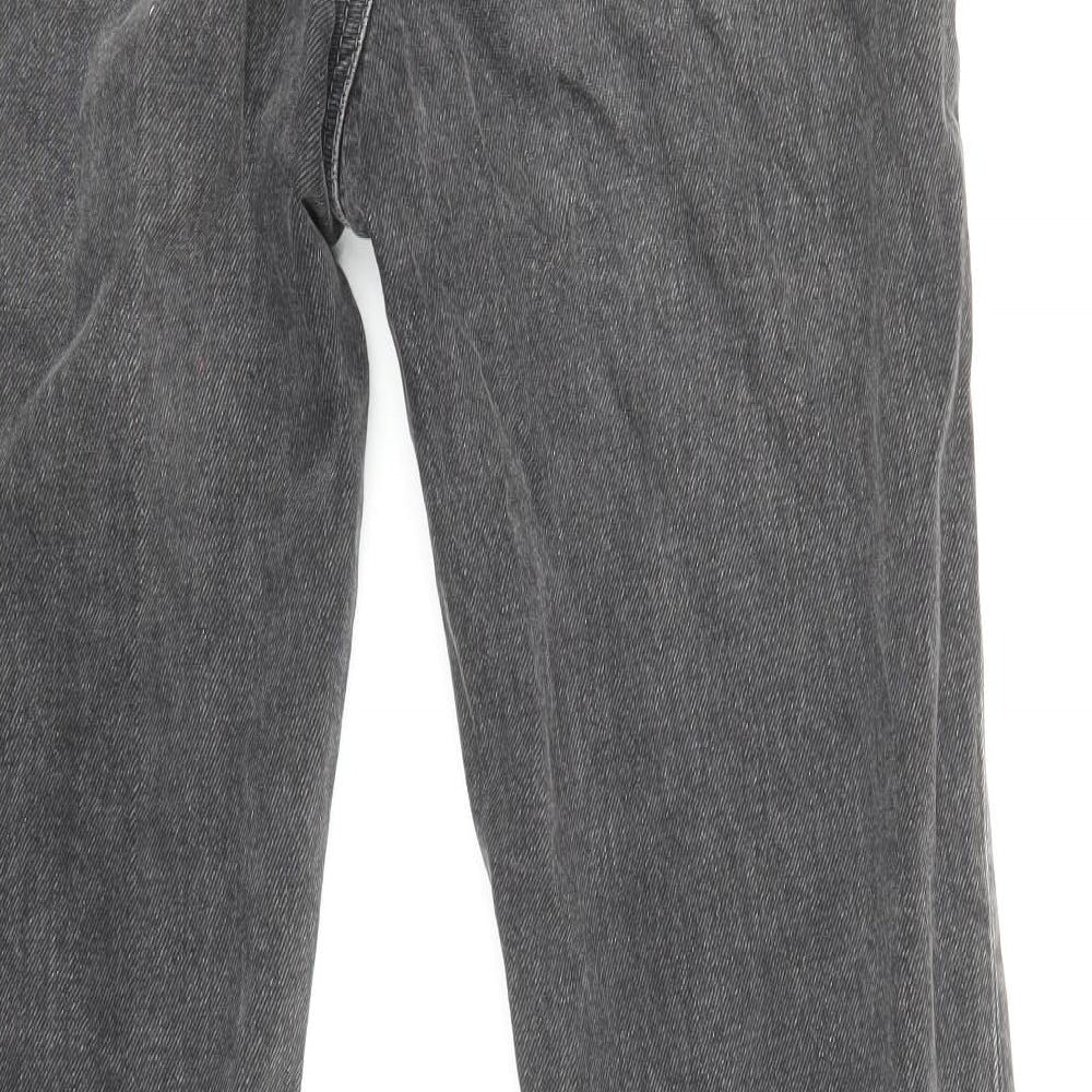 Zara Womens Grey Cotton Straight Jeans Size 6 Regular Zip