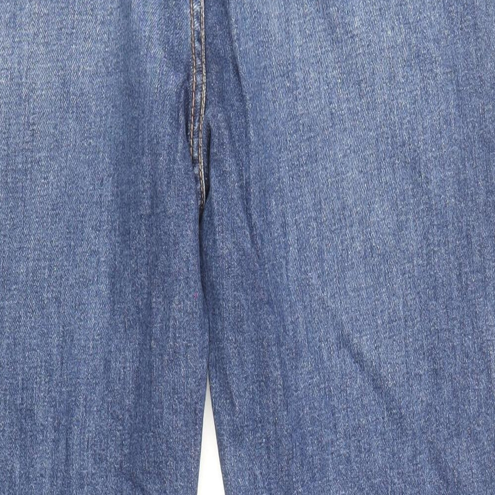 Max Mara Womens Blue Cotton Straight Jeans Size 14 Regular Zip - Flowers