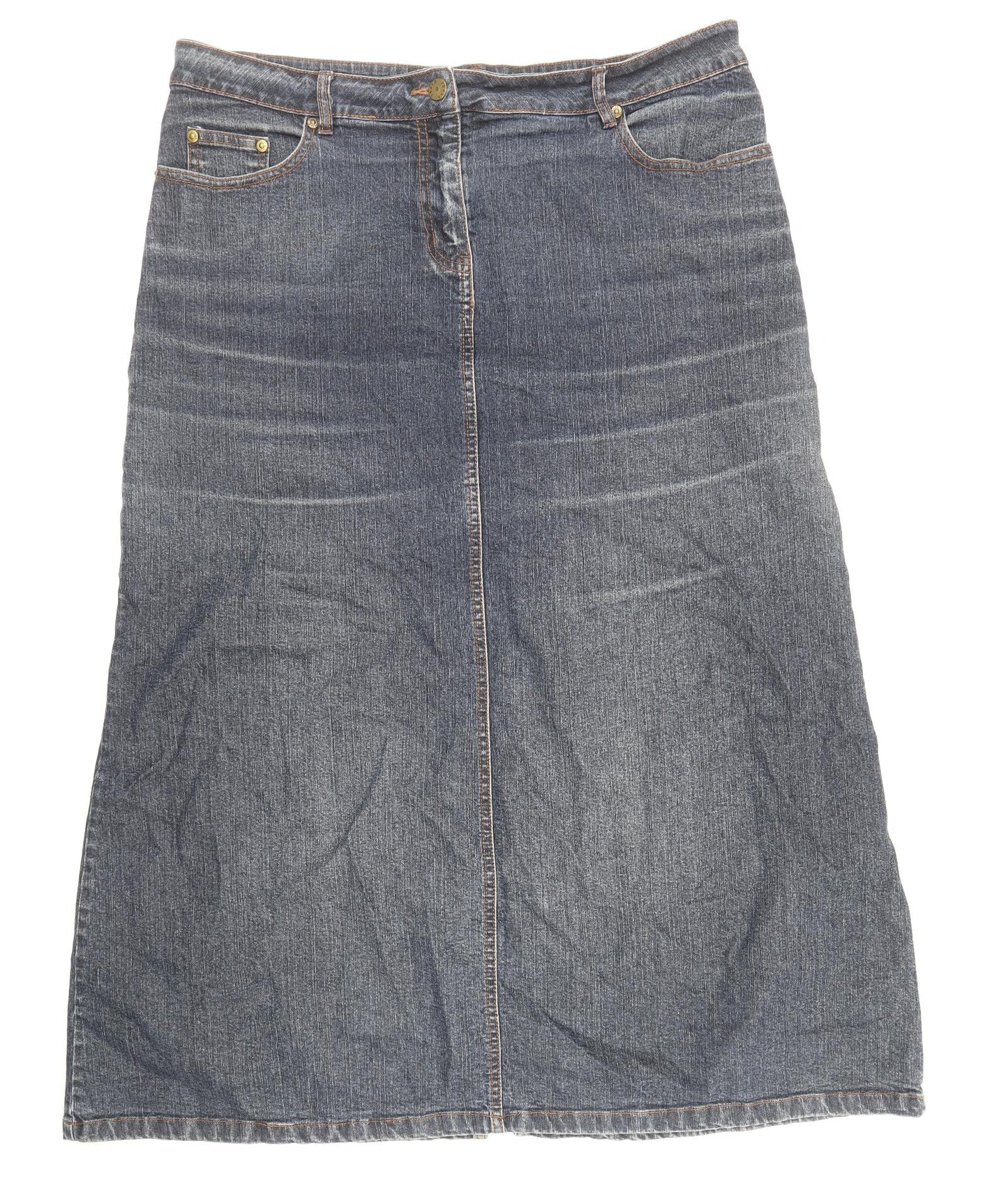 Phase Eight Womens Blue Cotton A-Line Skirt Size 16 Zip