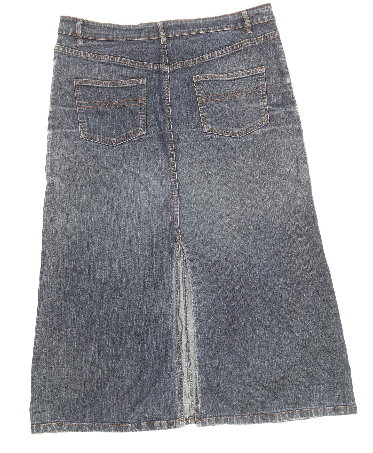 Phase Eight Womens Blue Cotton A-Line Skirt Size 16 Zip