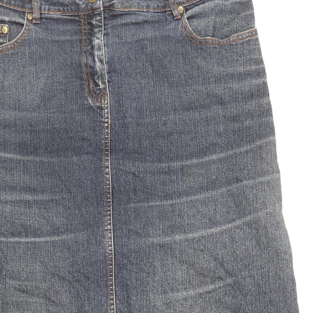 Phase Eight Womens Blue Cotton A-Line Skirt Size 16 Zip