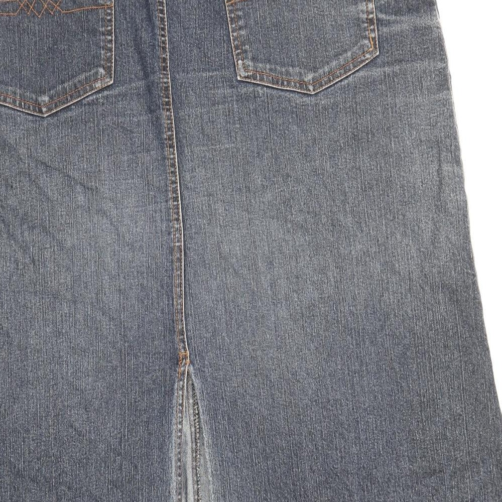 Phase Eight Womens Blue Cotton A-Line Skirt Size 16 Zip