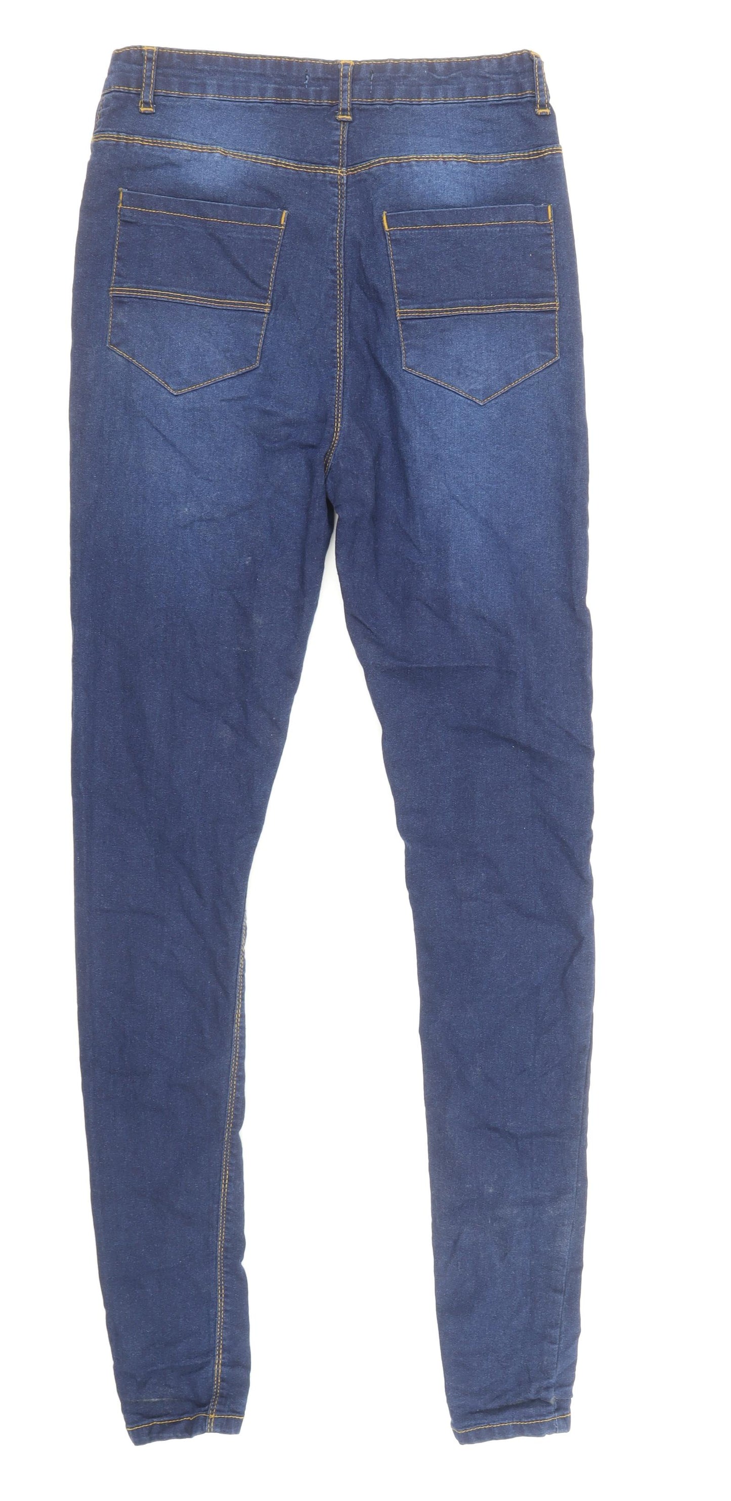Boohoo Womens Blue Cotton Skinny Jeans Size 10 Regular Zip