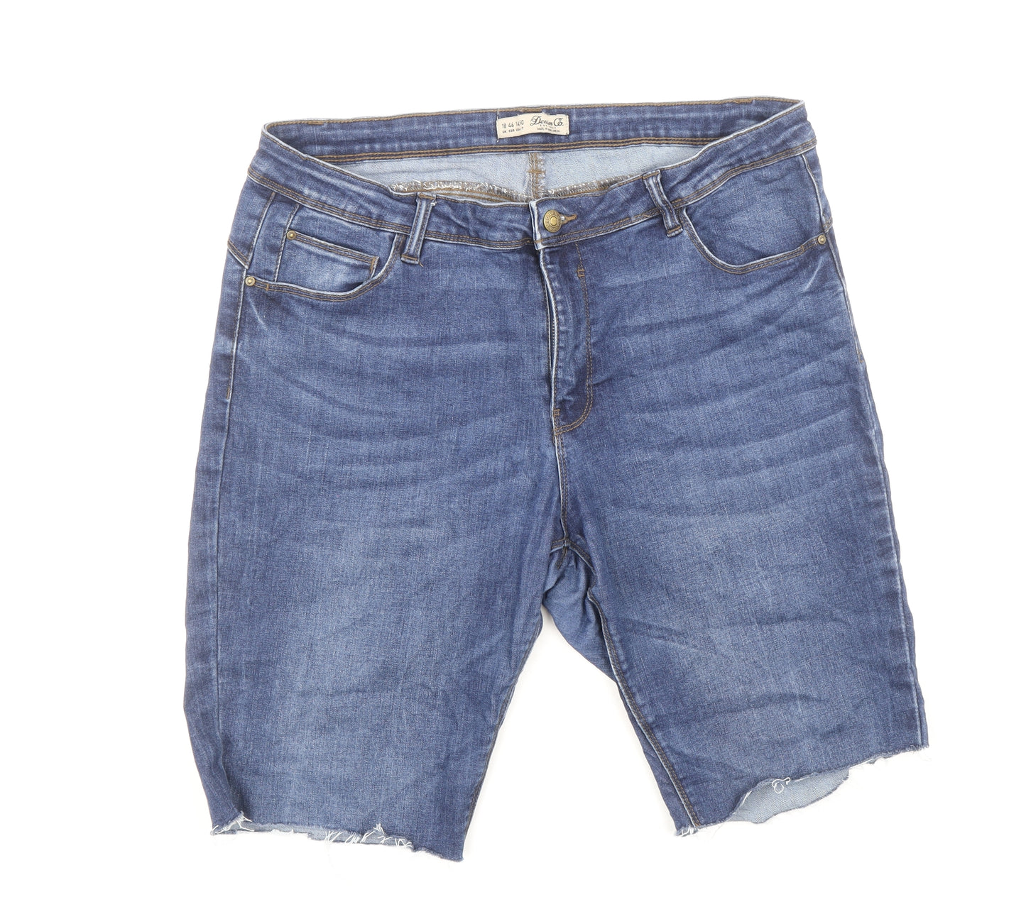 Denim & Co. Womens Blue Cotton Cut-Off Shorts Size 18 Regular Zip
