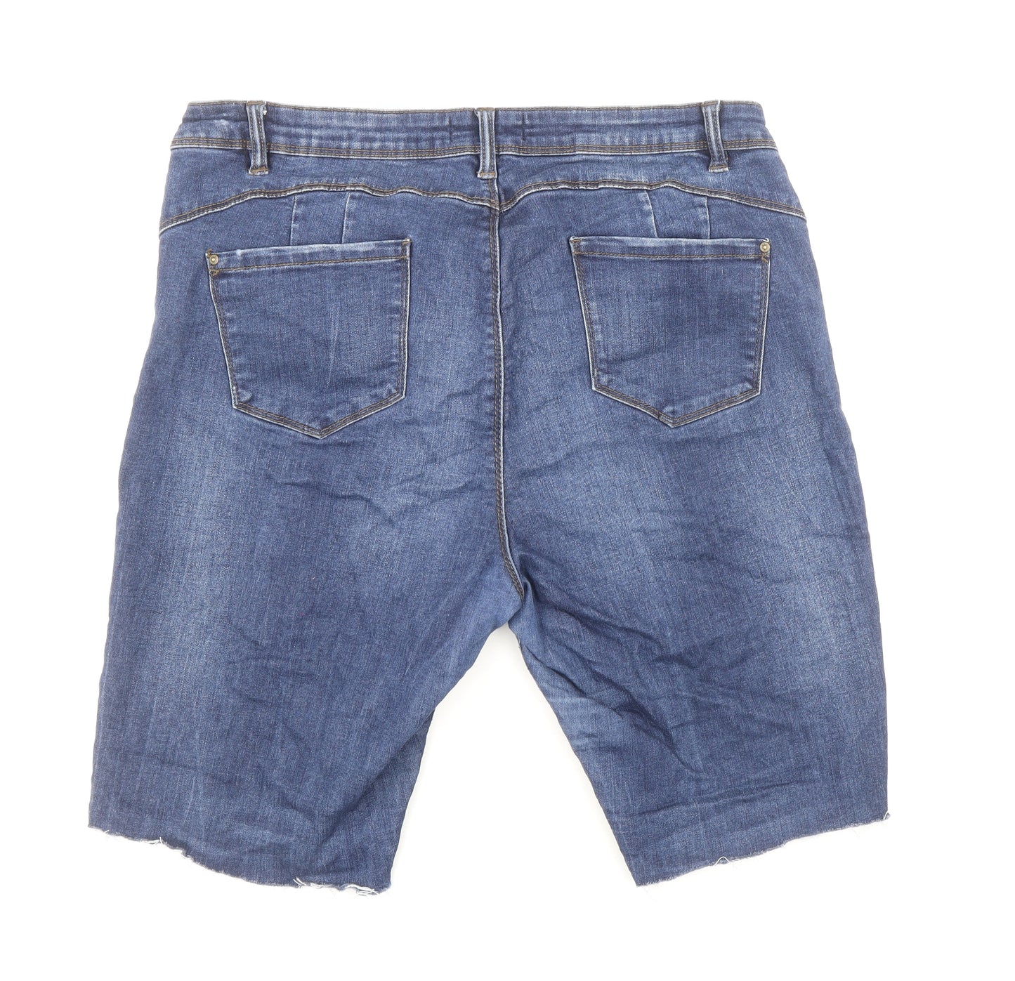 Denim & Co. Womens Blue Cotton Cut-Off Shorts Size 18 Regular Zip