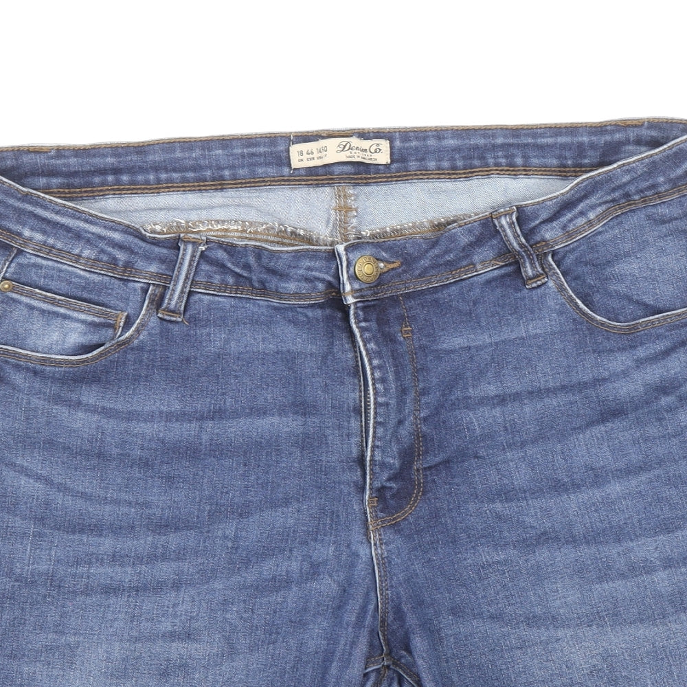 Denim & Co. Womens Blue Cotton Cut-Off Shorts Size 18 Regular Zip