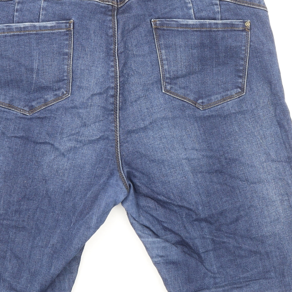 Denim & Co. Womens Blue Cotton Cut-Off Shorts Size 18 Regular Zip