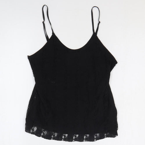 Sky Designs Womens Black Polyester Camisole Blouse Size M Scoop Neck