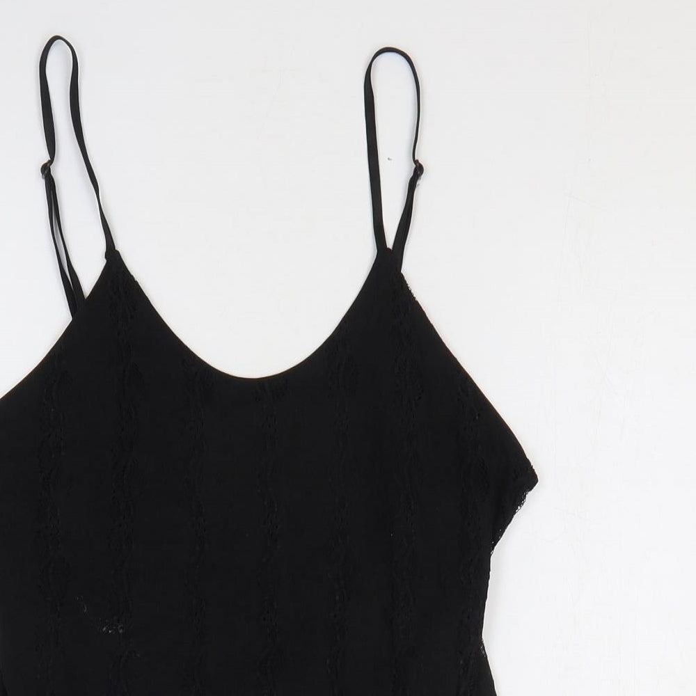 Sky Designs Womens Black Polyester Camisole Blouse Size M Scoop Neck