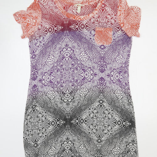 Soma Womens Multicoloured Geometric Rayon Shift Size L Round Neck Pullover
