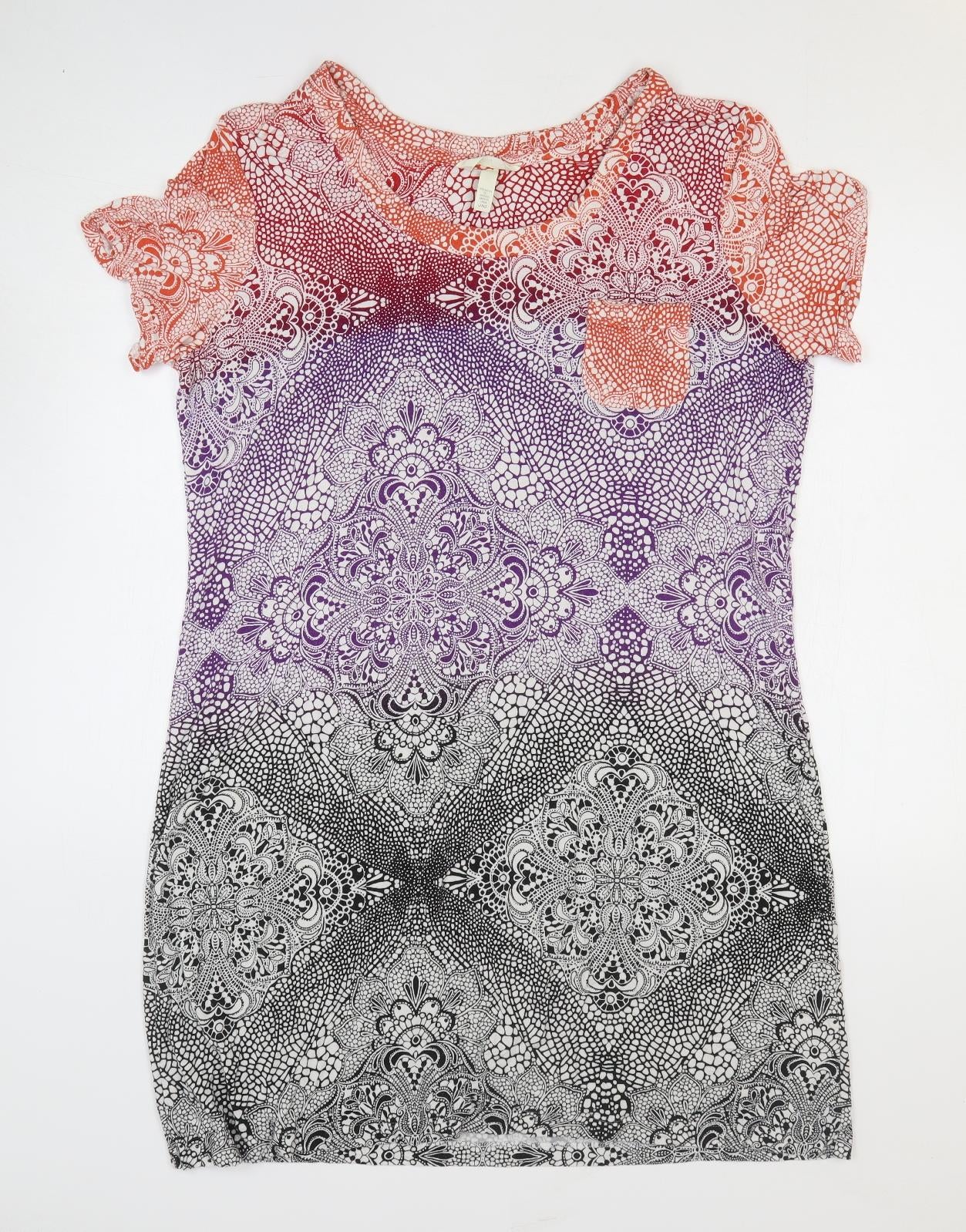 Soma Womens Multicoloured Geometric Rayon Shift Size L Round Neck Pullover