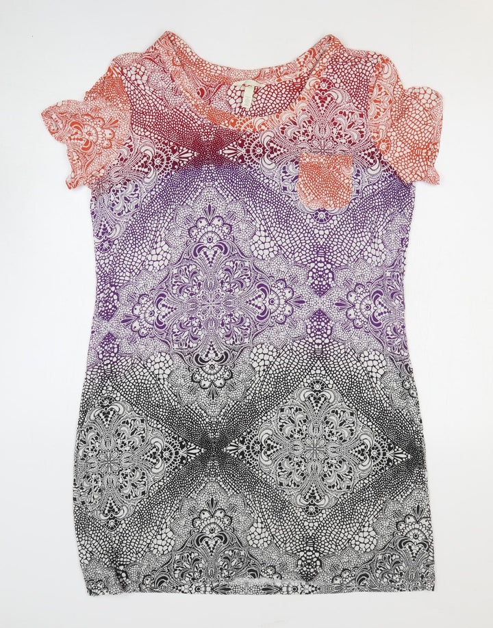 Soma Womens Multicoloured Geometric Rayon Shift Size L Round Neck Pullover