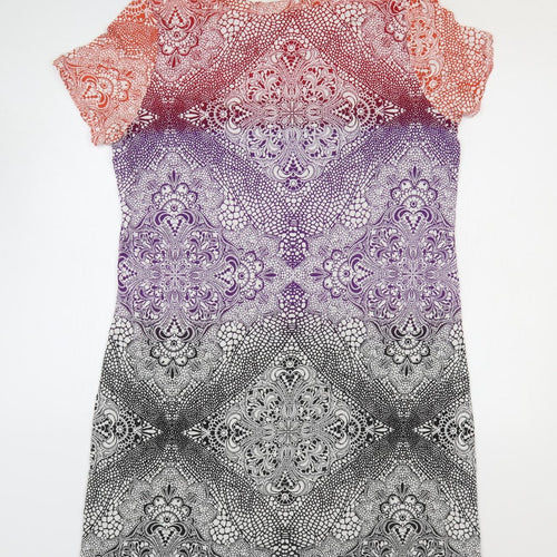 Soma Womens Multicoloured Geometric Rayon Shift Size L Round Neck Pullover