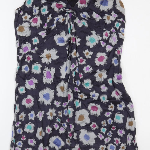 Great Plains Womens Purple Geometric Viscose Slip Dress Size L V-Neck Pullover