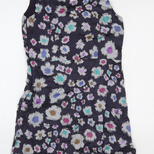 Great Plains Womens Purple Geometric Viscose Slip Dress Size L V-Neck Pullover