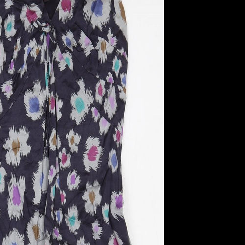 Great Plains Womens Purple Geometric Viscose Slip Dress Size L V-Neck Pullover