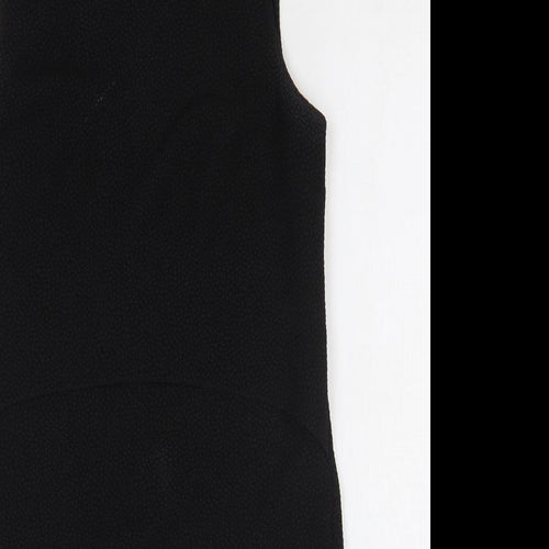 Warehouse Womens Black Polyester Shift Size 10 Round Neck Zip