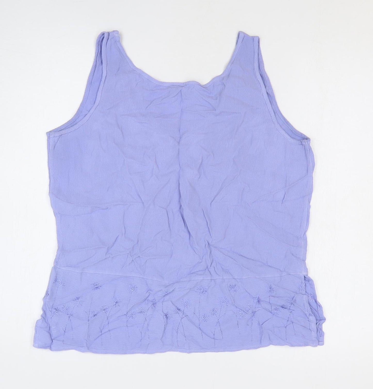 Marks and Spencer Womens Blue Viscose Basic Tank Size 12 V-Neck - Flower Detail