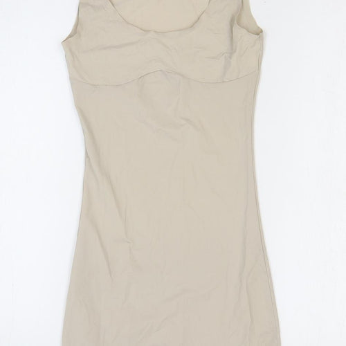 Marks and Spencer Womens Beige Elastane Bodycon Size 10 Scoop Neck Pullover