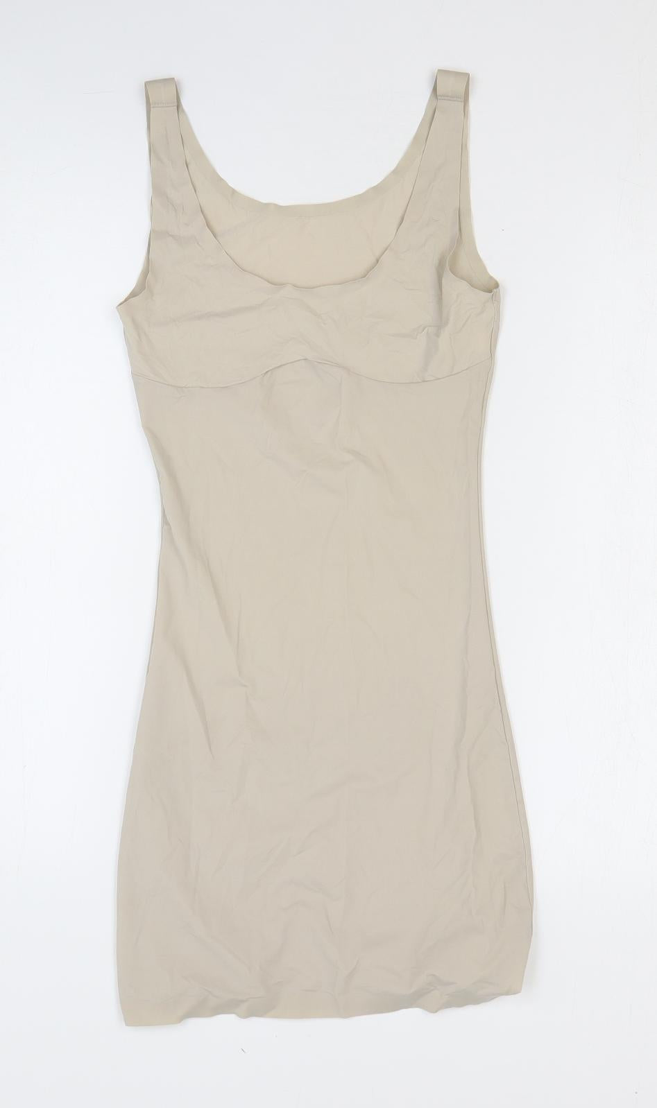 Marks and Spencer Womens Beige Elastane Bodycon Size 10 Scoop Neck Pullover