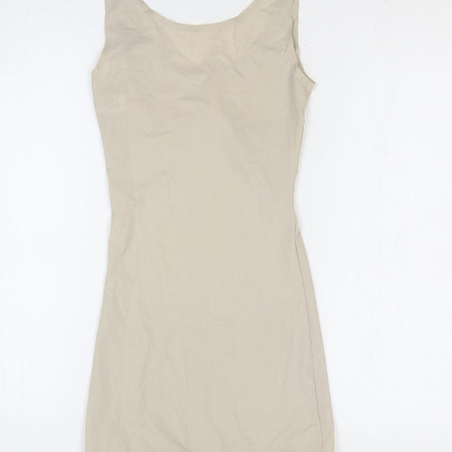 Marks and Spencer Womens Beige Elastane Bodycon Size 10 Scoop Neck Pullover