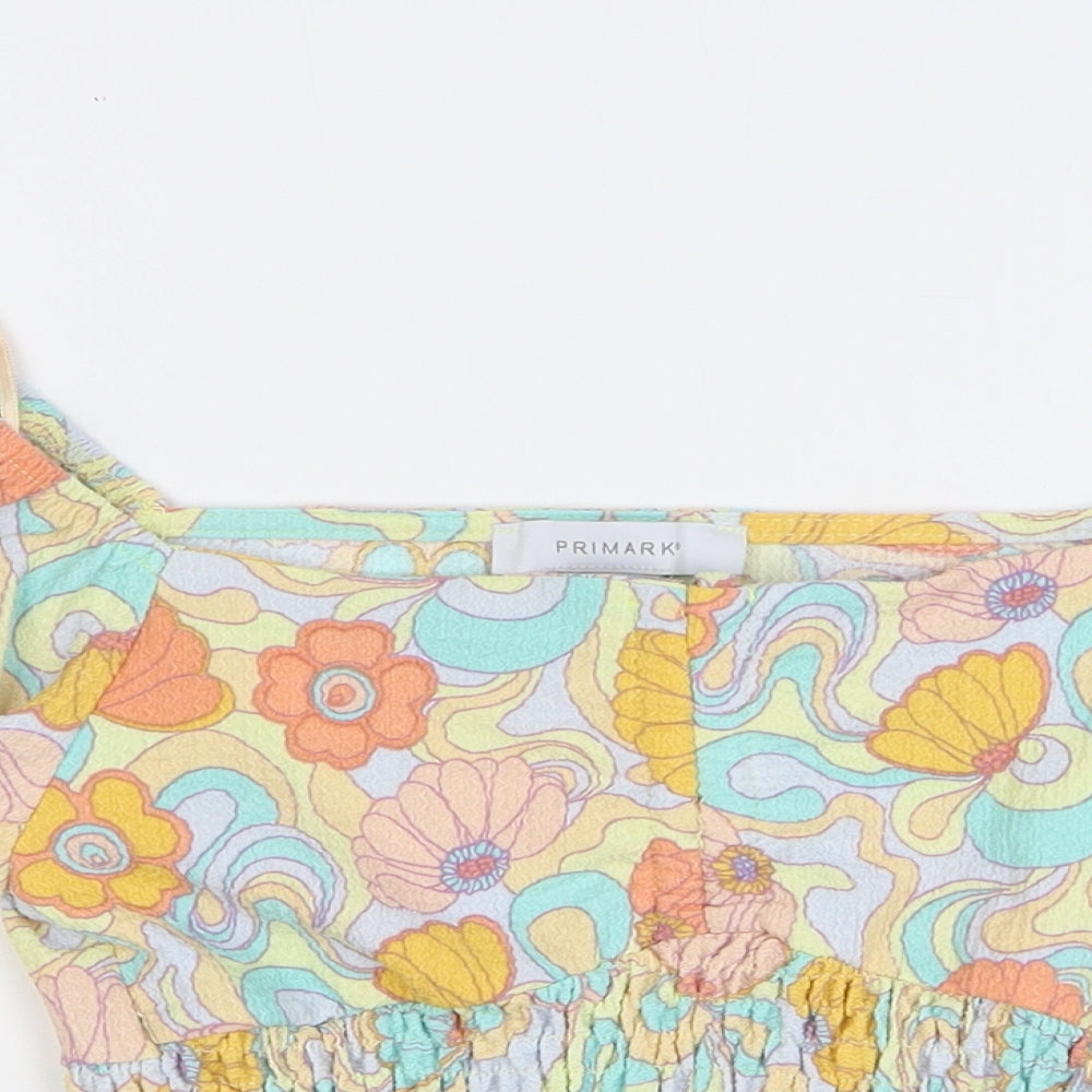 Primark Womens Multicoloured Floral Polyester Basic Blouse Size 10 Boat Neck