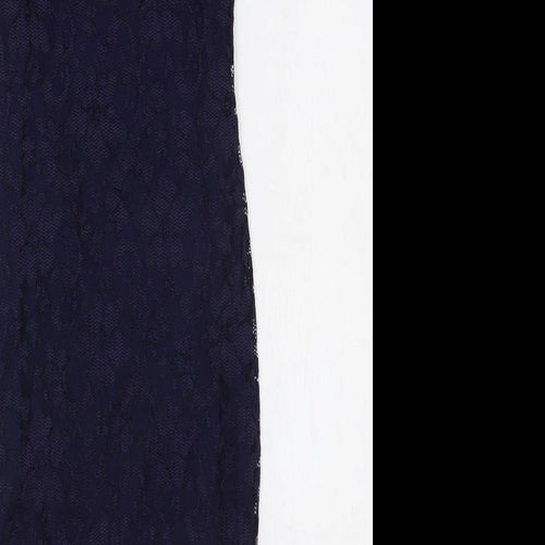 Amy Childs Collection Womens Blue Nylon Pencil Dress Size 8 Round Neck Pullover