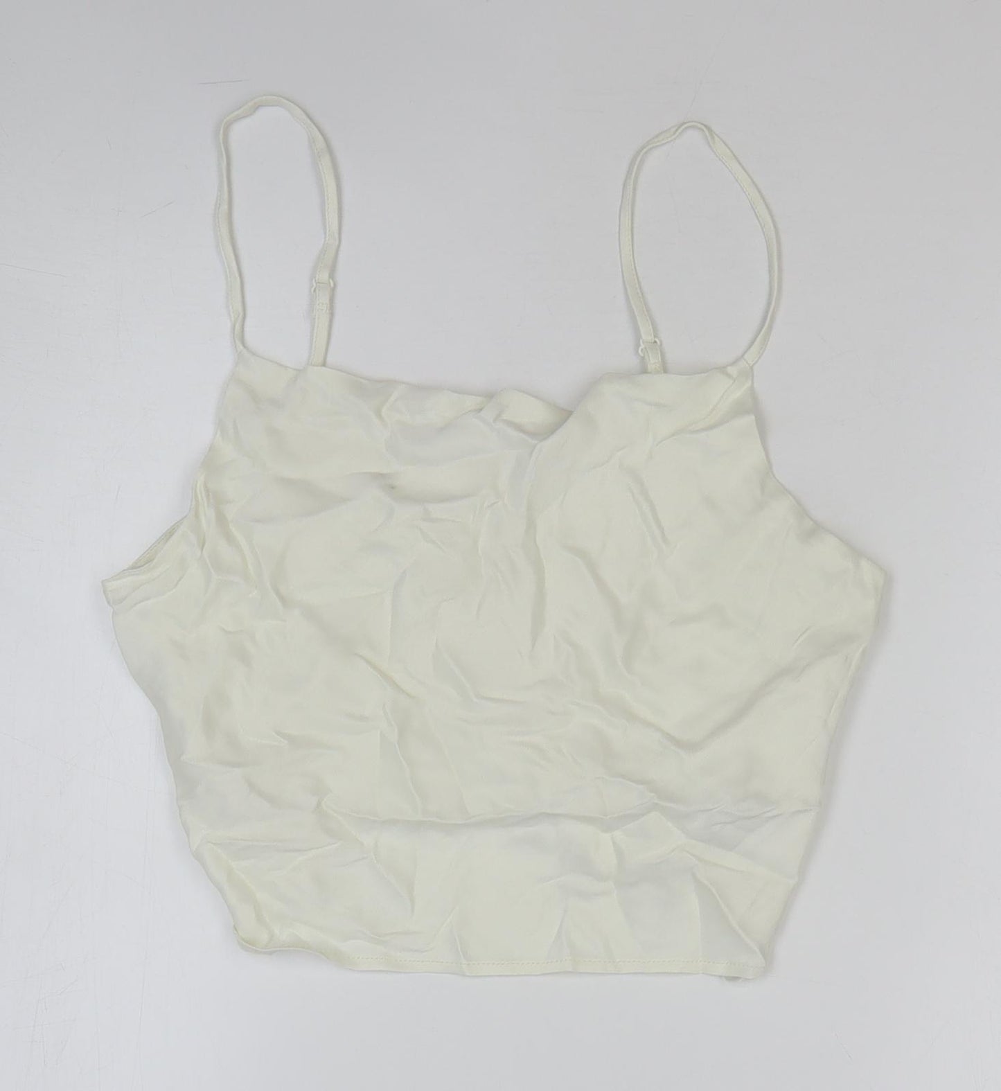 Zara Womens White Viscose Cropped Tank Size S Square Neck