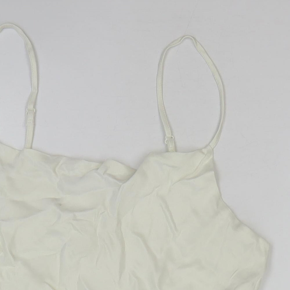 Zara Womens White Viscose Cropped Tank Size S Square Neck