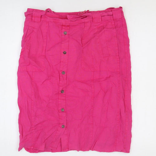 Barbara Lebek Womens Pink Cotton Straight & Pencil Skirt Size 12 Button