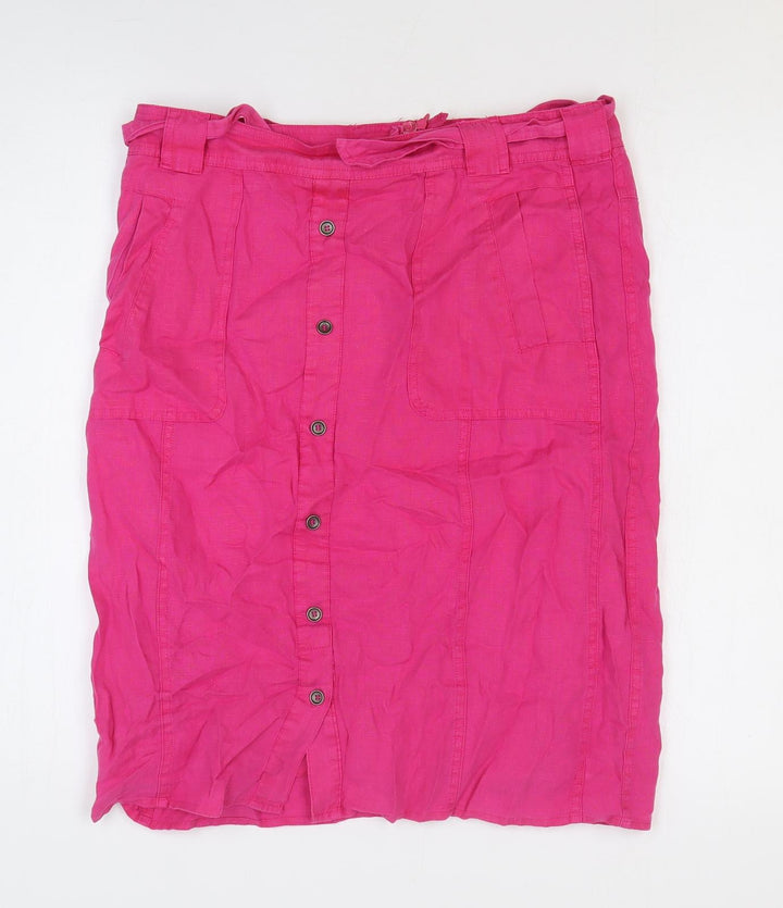 Barbara Lebek Womens Pink Cotton Straight & Pencil Skirt Size 12 Button