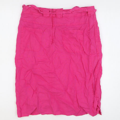 Barbara Lebek Womens Pink Cotton Straight & Pencil Skirt Size 12 Button