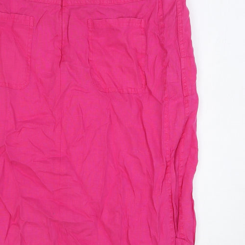 Barbara Lebek Womens Pink Cotton Straight & Pencil Skirt Size 12 Button