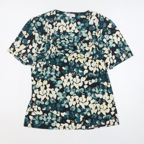 Preworn Womens Blue Geometric Polyester Basic Blouse Size M Square Neck