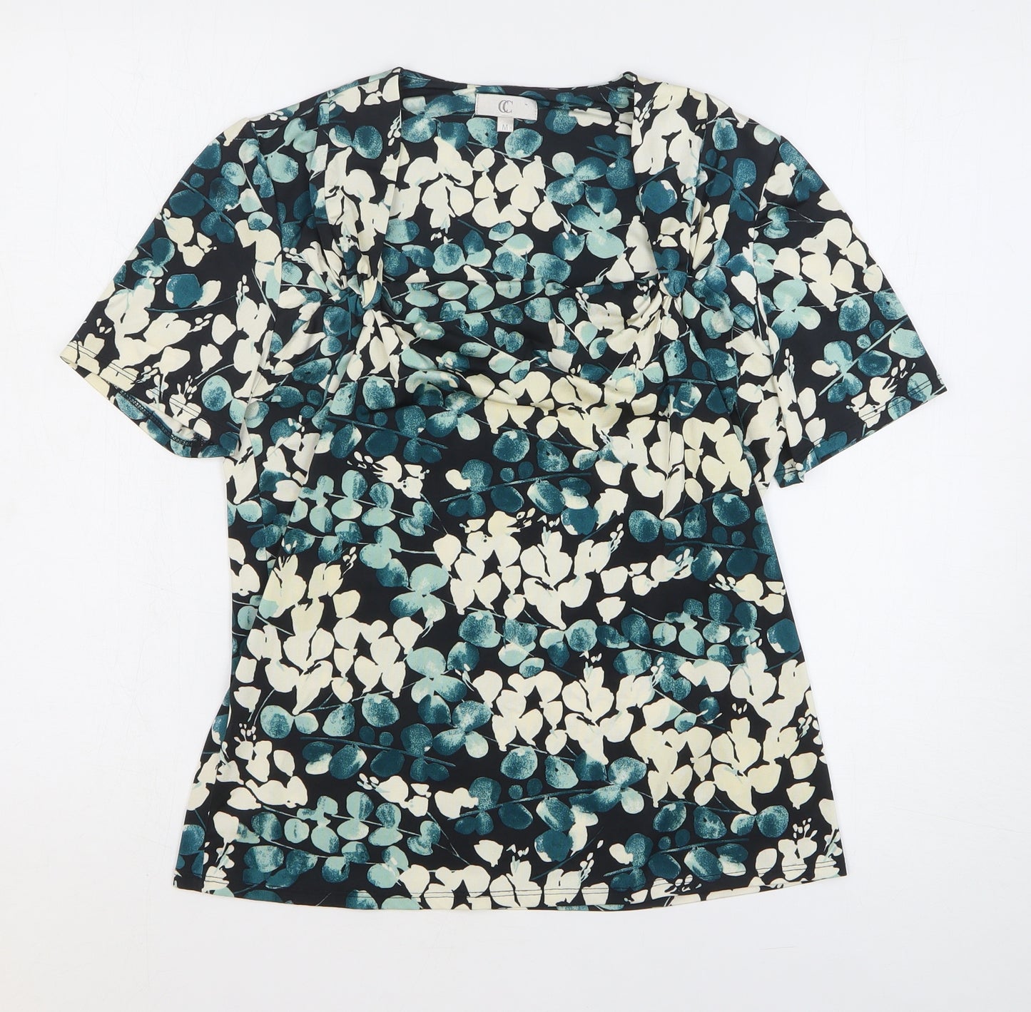 Preworn Womens Blue Geometric Polyester Basic Blouse Size M Square Neck