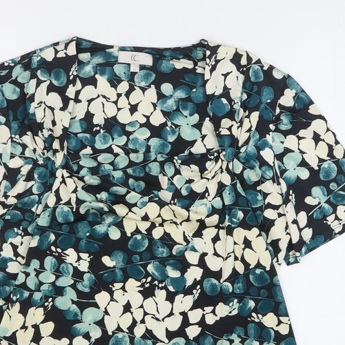Preworn Womens Blue Geometric Polyester Basic Blouse Size M Square Neck