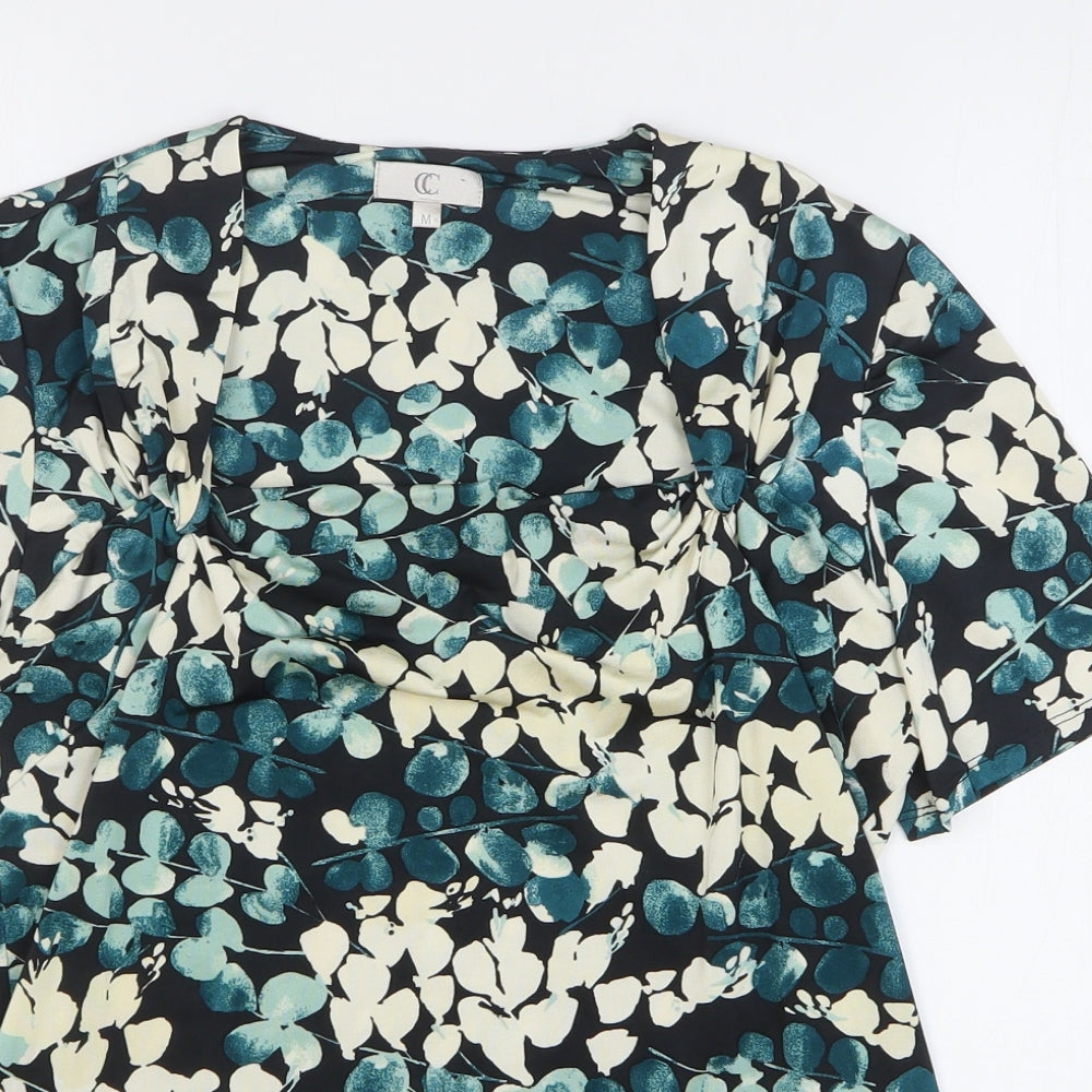Preworn Womens Blue Geometric Polyester Basic Blouse Size M Square Neck