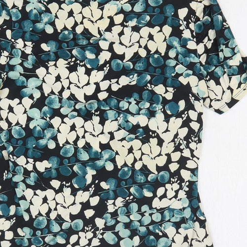 Preworn Womens Blue Geometric Polyester Basic Blouse Size M Square Neck