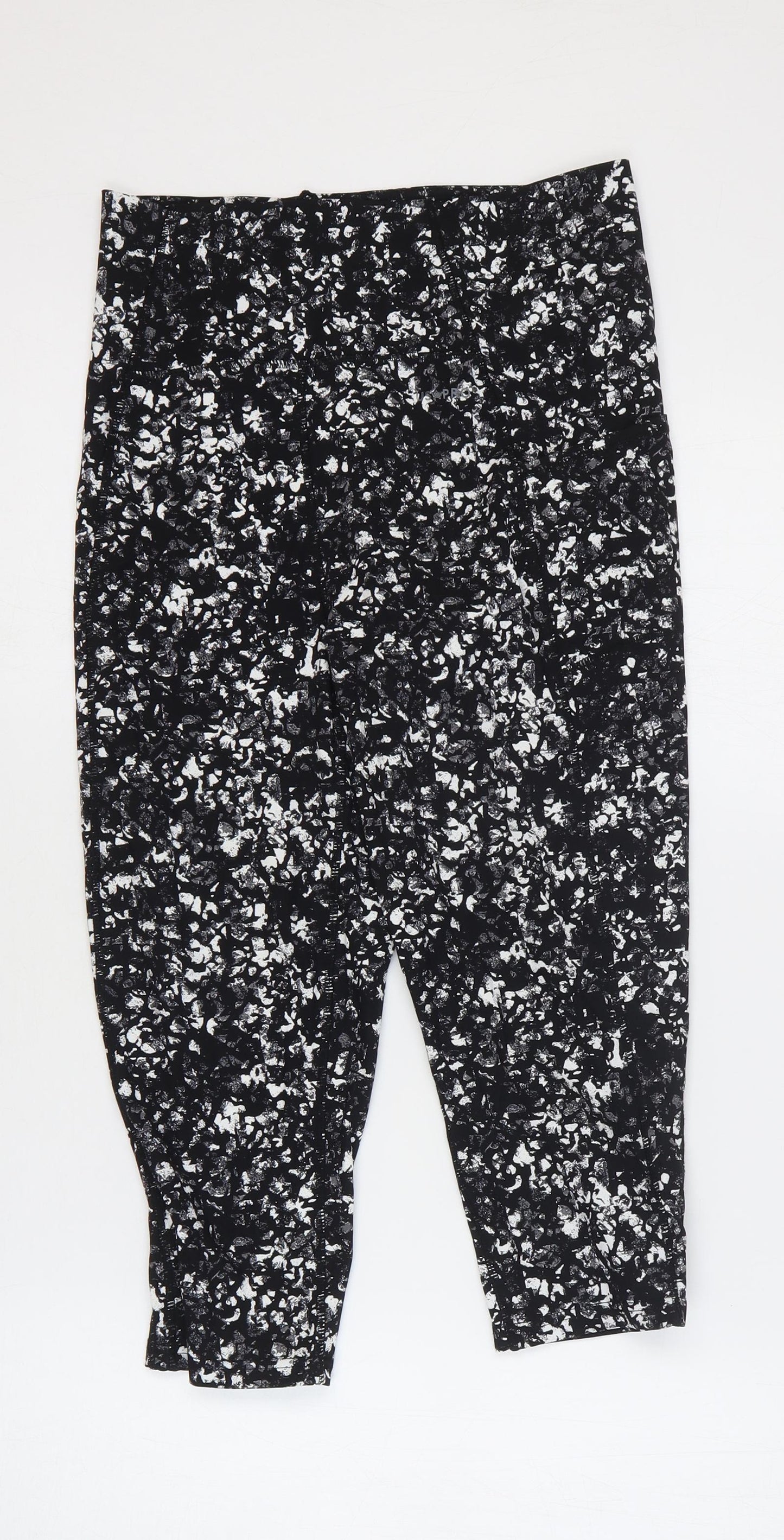 USA Pro Womens Black Geometric Nylon Capri Leggings Size 12