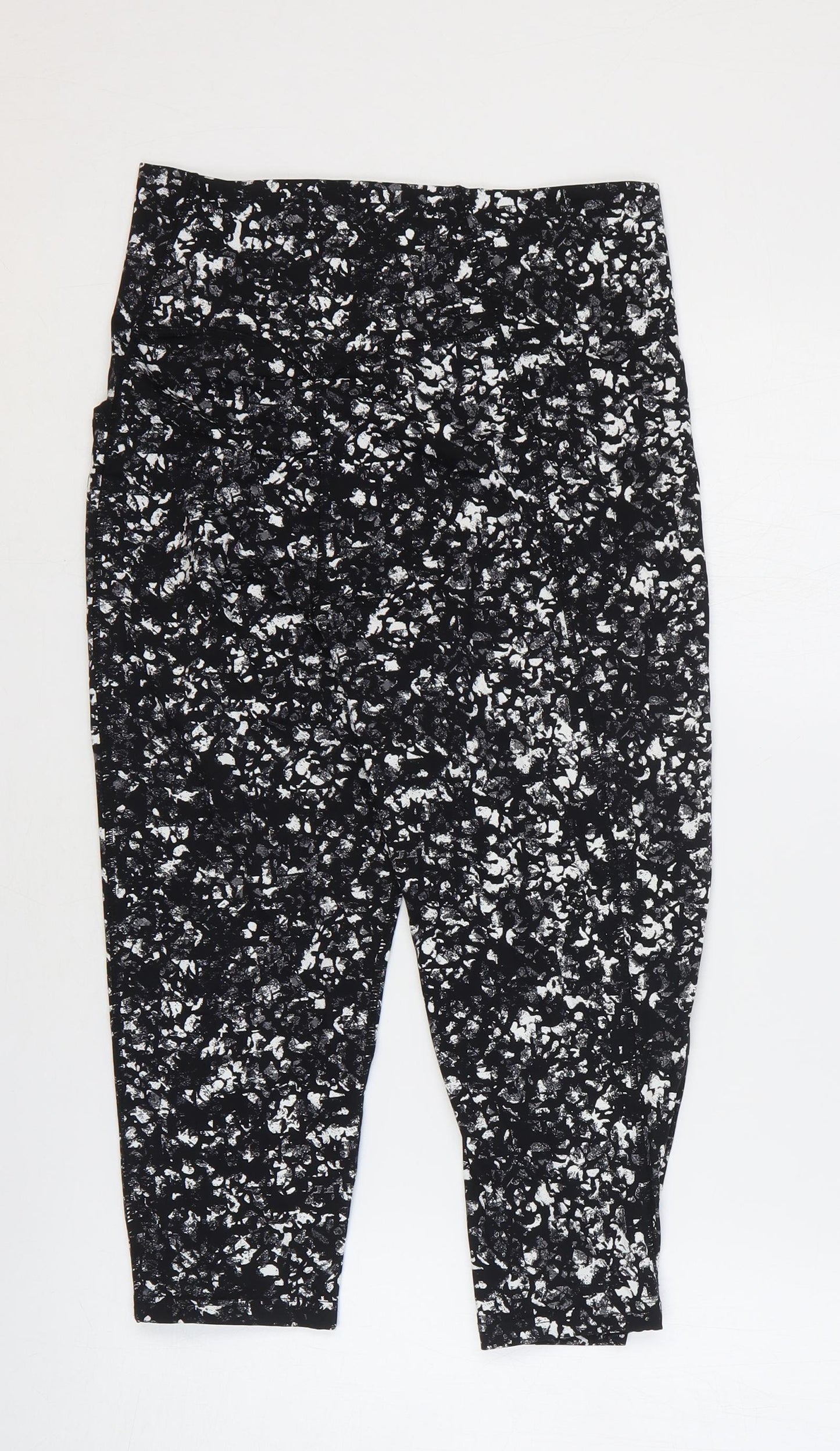 USA Pro Womens Black Geometric Nylon Capri Leggings Size 12