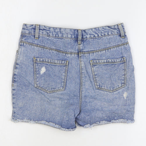 George Girls Blue Cotton Cut-Off Shorts Size 12-13 Years Regular Zip - Flower Detail