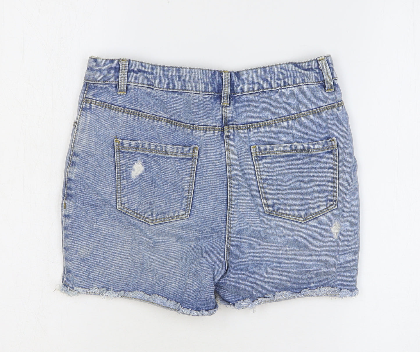 George Girls Blue Cotton Cut-Off Shorts Size 12-13 Years Regular Zip - Flower Detail